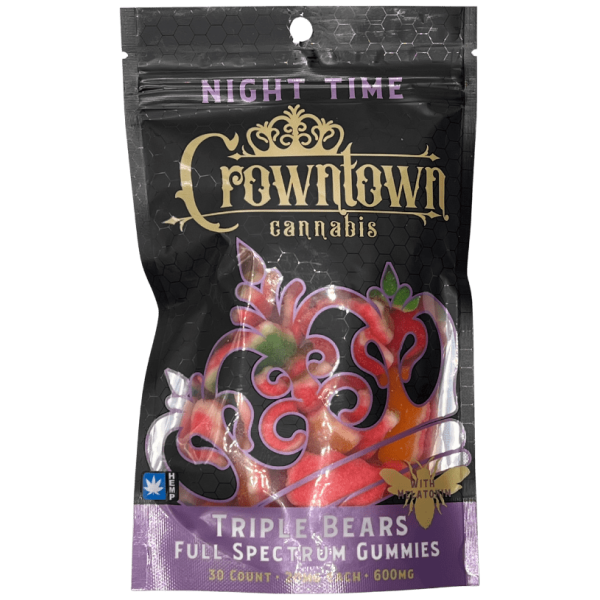 Crowntown Cannabis | Gummies | Full Spectrum | CBD | 600mg | 30 Count | Triple Bear | Night Time