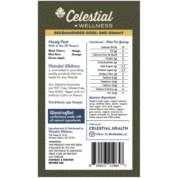 Celestial Wellness | Gummies | CBD + CBG | Daytime | 600mg - Image 2