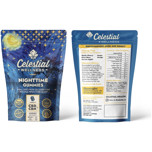 Celestial Wellness | Gummies | CBD + CBN | Night Time | 600mg - Image 2