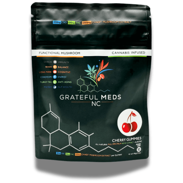 Grateful Meds | Functional Mushroom Canna Gummy | CBD + THC + Chagit Mushroom Extract