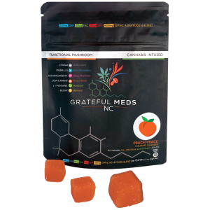 Grateful Meds Functional Mushroom Canna Gummy Peach Peace CBD + THC + Four Mushroom Blend - The Plug Distribution