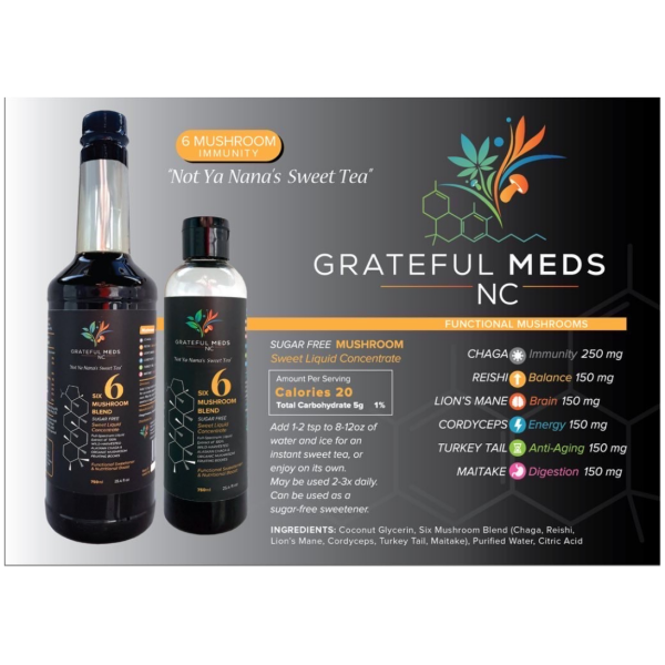 Grateful Meds Not Ya Nana's Sweet Tea Liquid Concentrate 6 Mushroom Blend - The Plug Distribution (1)