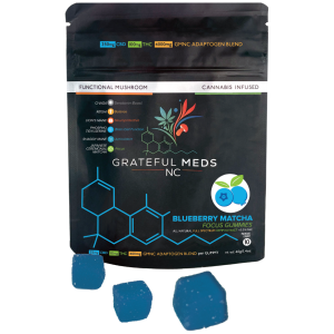Grateful Meds _ Functional Mushroom Canna Gummy _ Blueberry Matcha _ CBD + THC + Brain Blend - The Plug Distribution