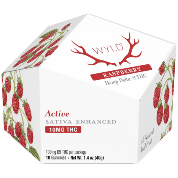 WYLD Hemp | Gummies | Raspberry | Active | Sativa | 10ct | 100mg THC - The Plug Distribution
