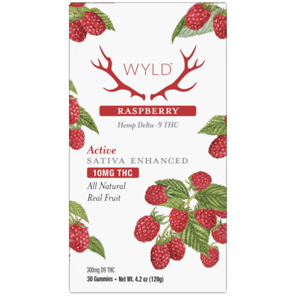 WYLD Hemp | Gummies | Raspberry | Active | Sativa | 30ct | 300mg THC