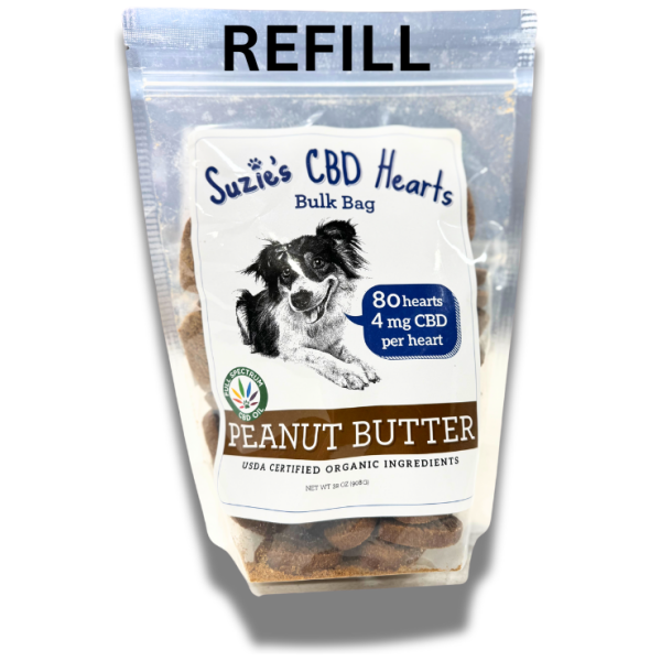 Suzie's Pet | CBD Hearts | Peanut Butter | Bulk Jar Refill Bag