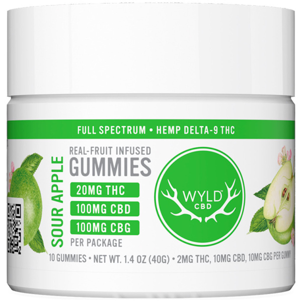 WYLD CBD | Gummies | Sour Apple | THC : CBD | 10ct | 220mg