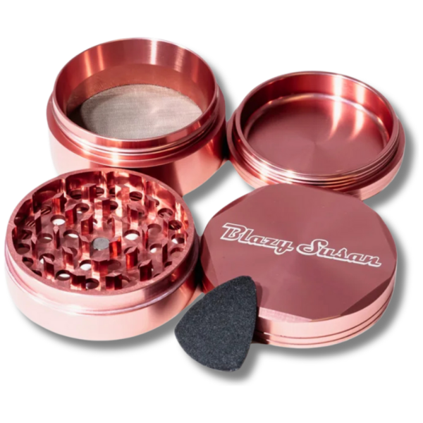 Blazy Susan - 4pc. Aluminum Grinder, 2.5_, Soft Pink - The Plug Distribution