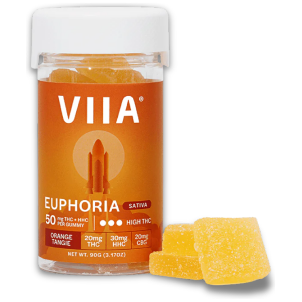 VIIA Hemp - Gummies - 50mg -THC + HHC + CBD -Euphoria - Sativa - Orange Tangie - The Plug Distribution