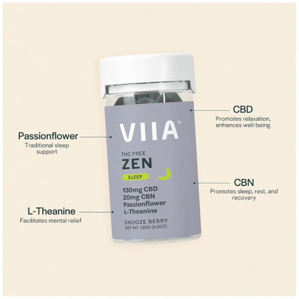 VIIA | Gummies | THC-FREE | CBD + CBN | Zen | Snooze Berry - Image 2