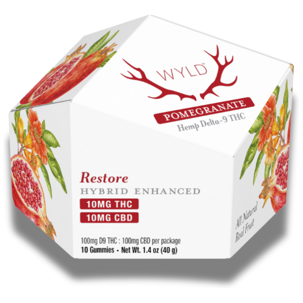 WYLD Hemp Gummies Pomegranate 11 THC CBD Restore 10ct 100mg