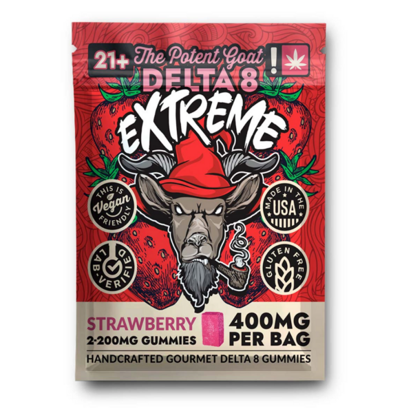 The Potent Goat _ Gummies _ Delta 8 EXTREME _ 400mg _ 2pk _ Strawberry - The Plug Distribution